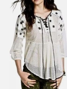 Free People Sheer Mesh Blouse